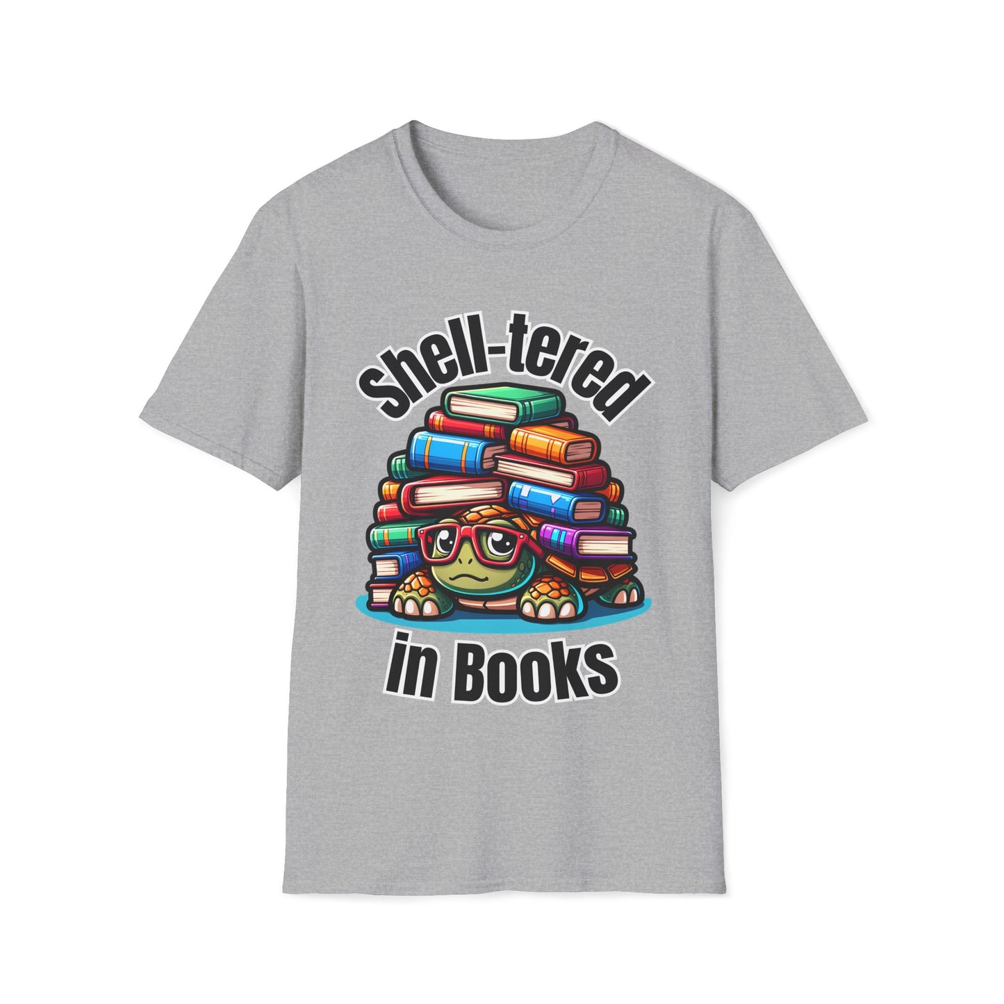 "Shell-tered in Books" Unisex Softstyle T-Shirt