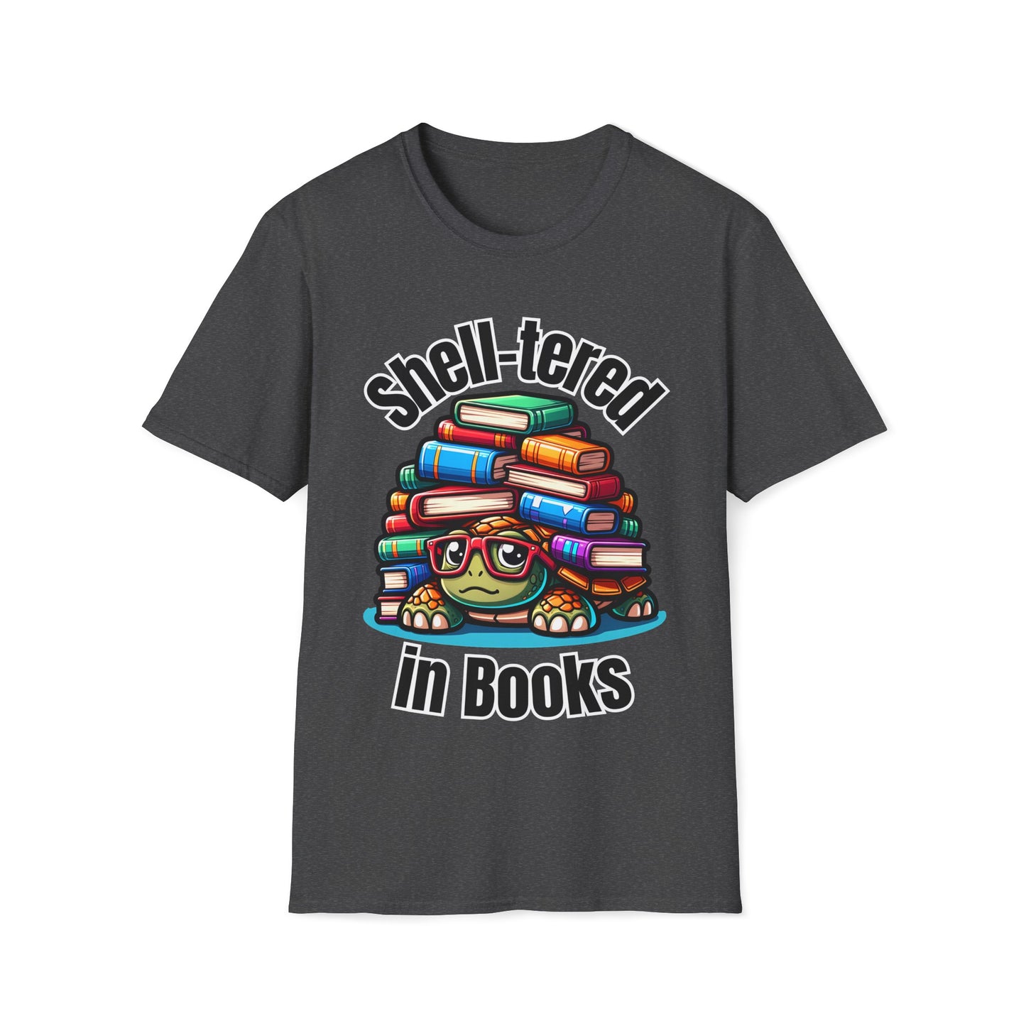 "Shell-tered in Books" Unisex Softstyle T-Shirt