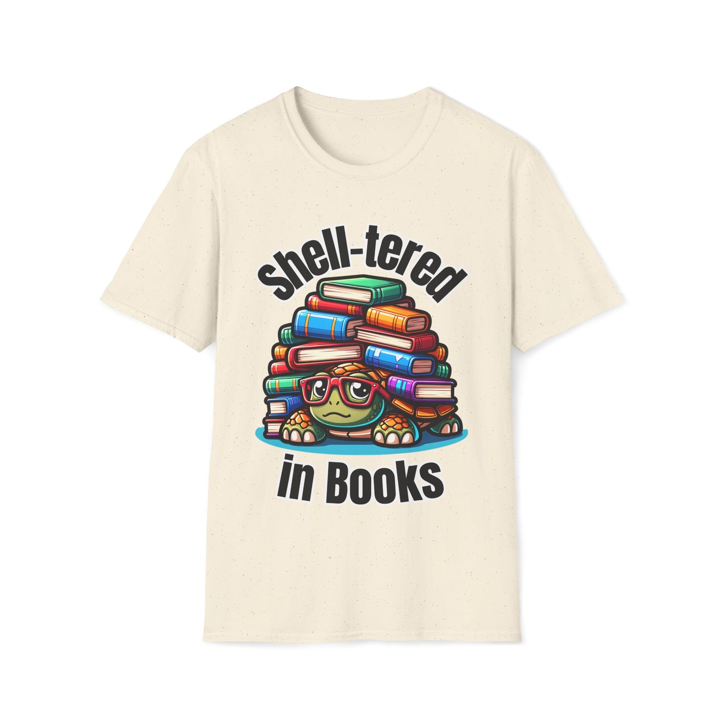 "Shell-tered in Books" Unisex Softstyle T-Shirt