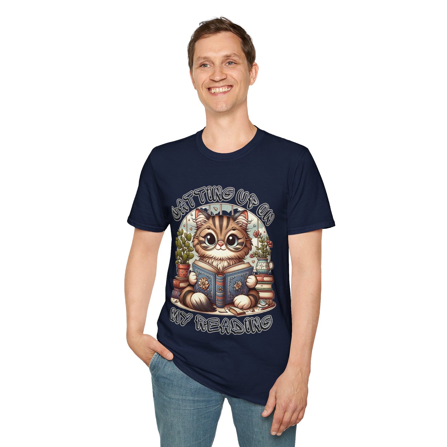 "Catting up on my Reading" Unisex Softstyle T-Shirt