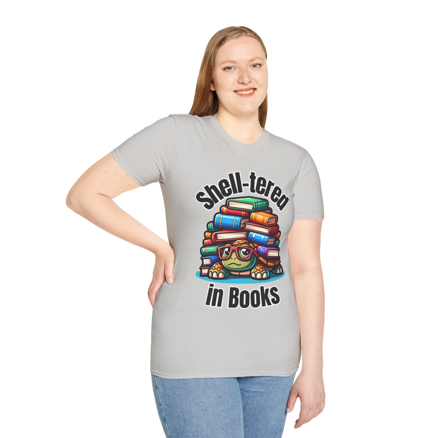 "Shell-tered in Books" Unisex Softstyle T-Shirt