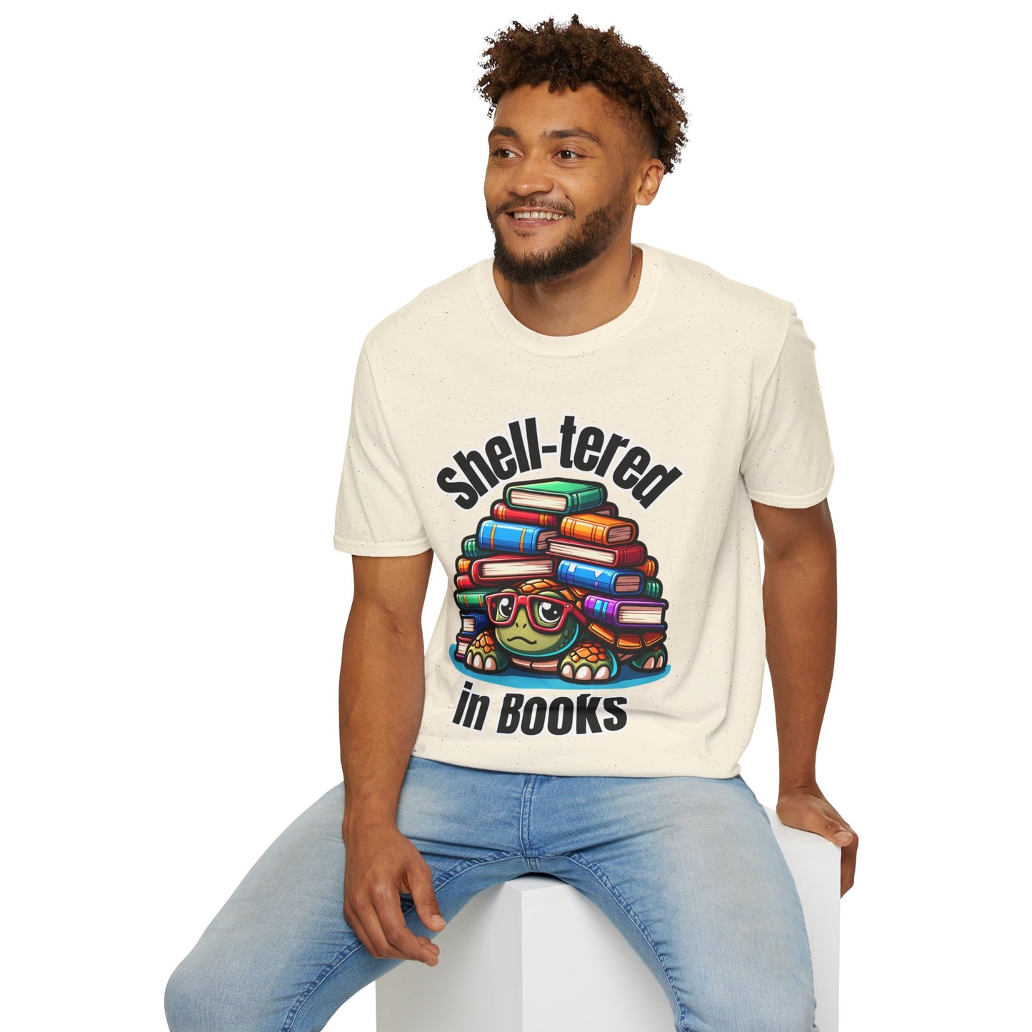 "Shell-tered in Books" Unisex Softstyle T-Shirt