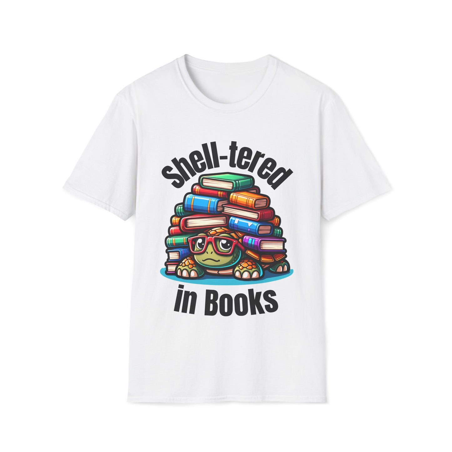 "Shell-tered in Books" Unisex Softstyle T-Shirt