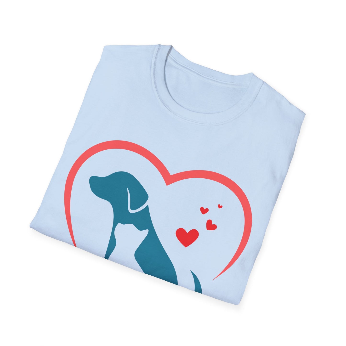 Unisex Softstyle T-Shirt With True Love image of dog and cat