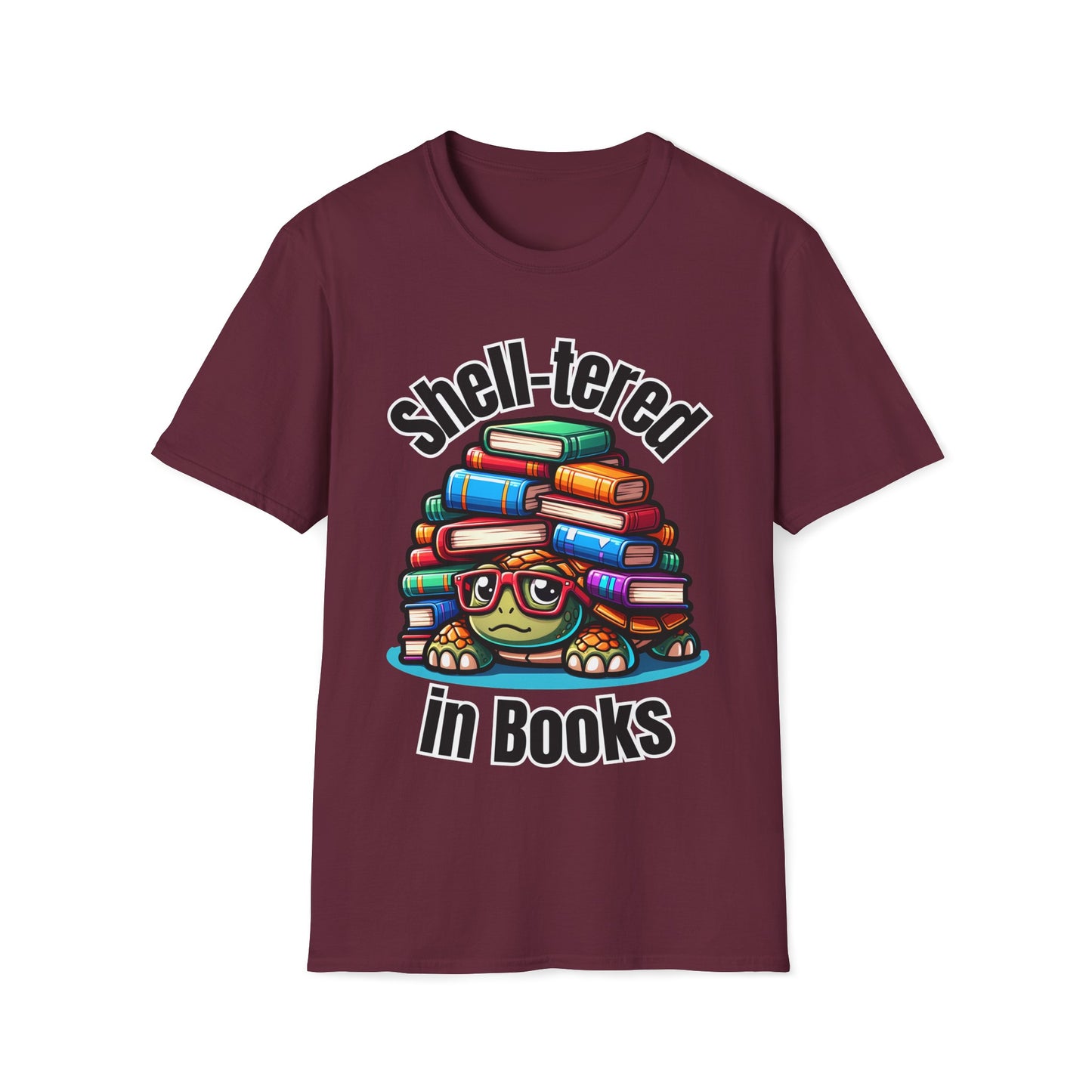 "Shell-tered in Books" Unisex Softstyle T-Shirt