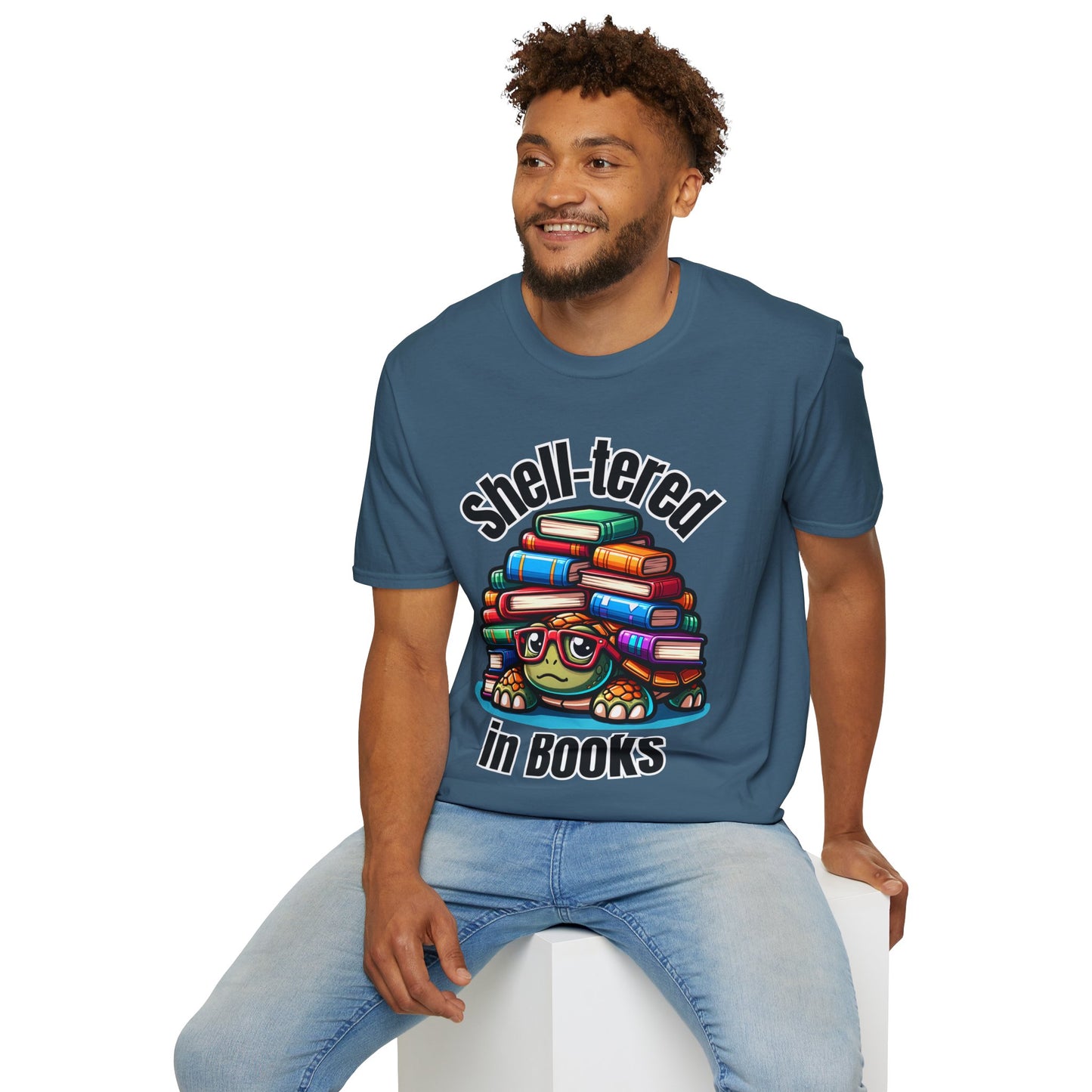 "Shell-tered in Books" Unisex Softstyle T-Shirt