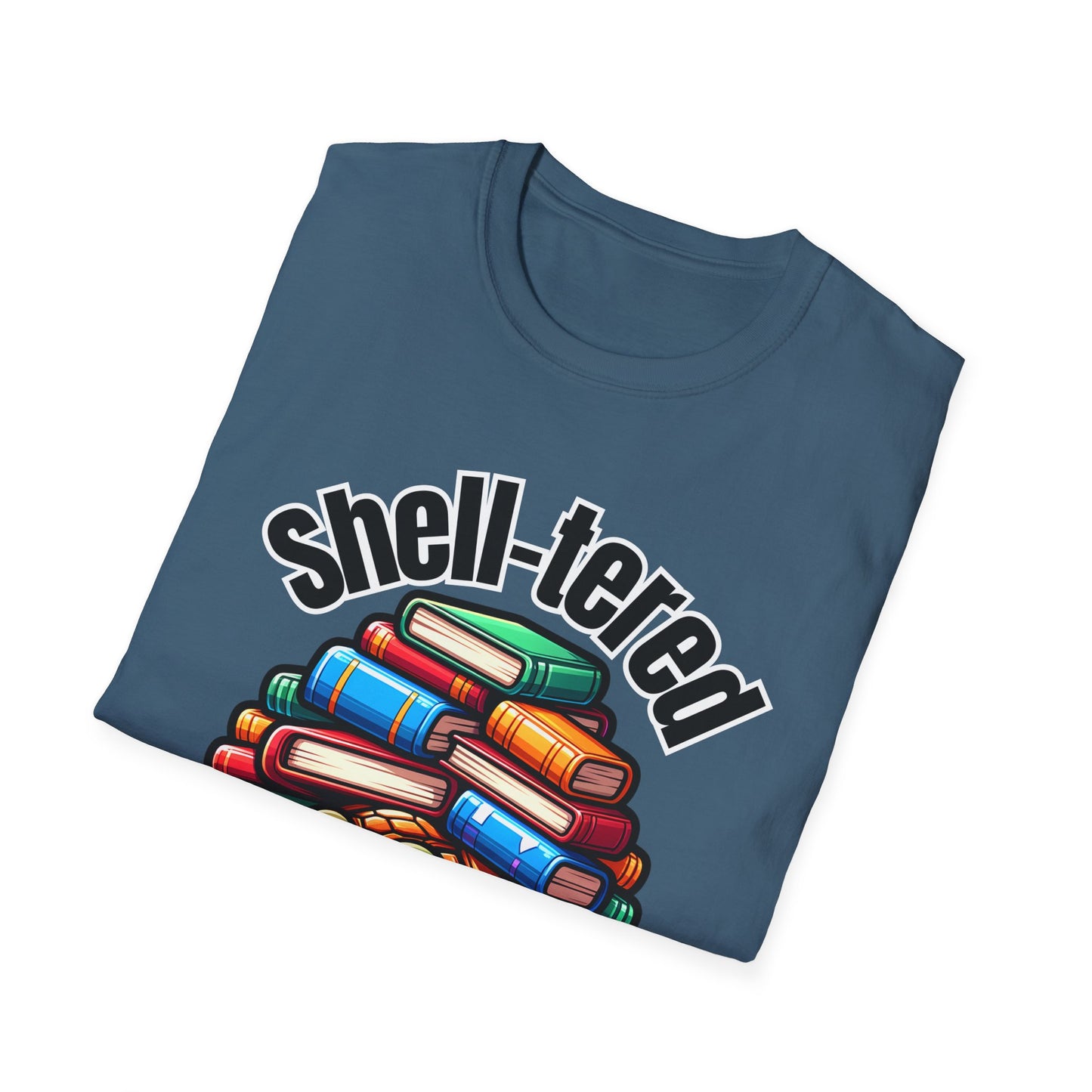 "Shell-tered in Books" Unisex Softstyle T-Shirt