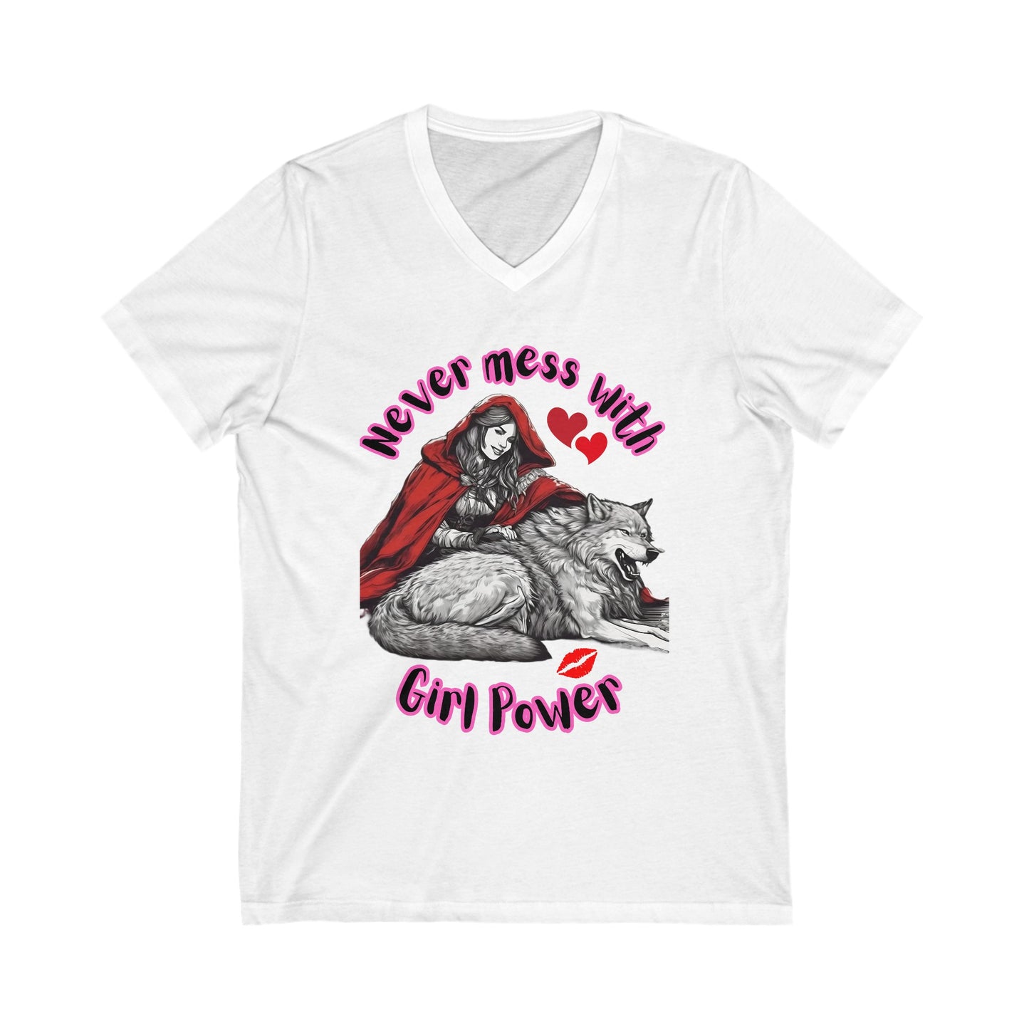 "Never Mess with Girl Power" Unisex Jersey Short Sleeve V-Neck Tee