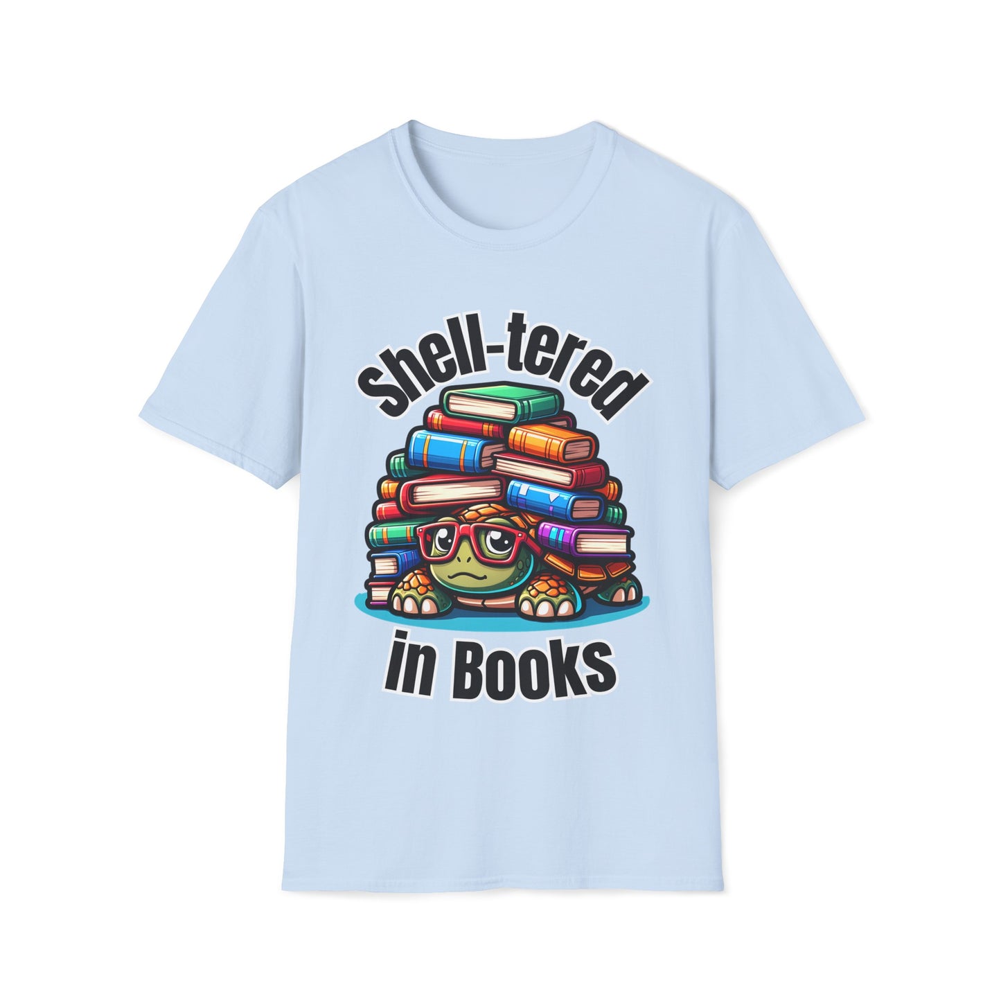 "Shell-tered in Books" Unisex Softstyle T-Shirt