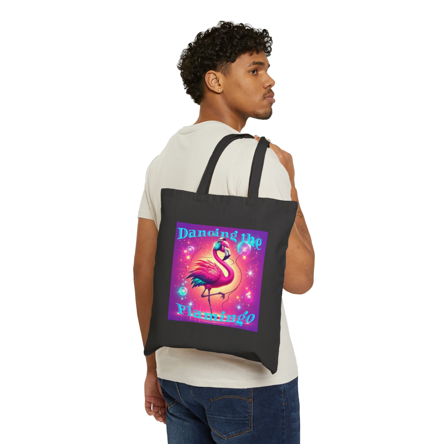 Cotton Canvas Tote Bag - Dancing the Flamingo