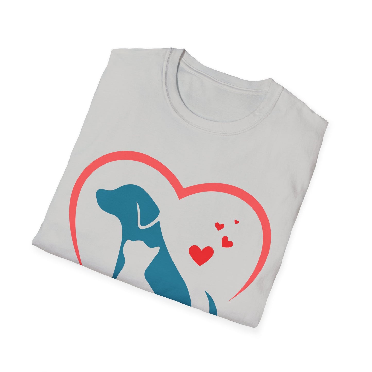 Unisex Softstyle T-Shirt With True Love image of dog and cat