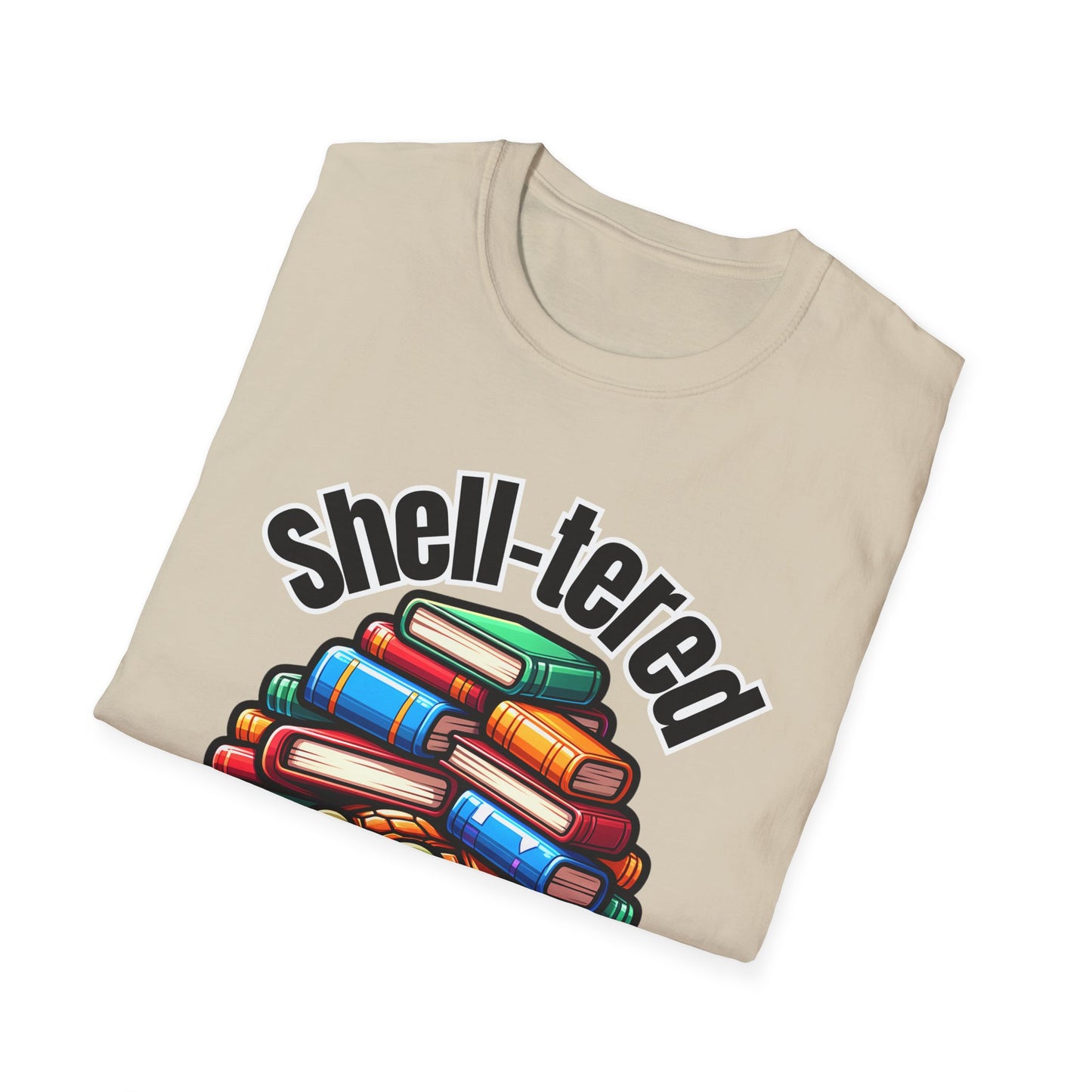 "Shell-tered in Books" Unisex Softstyle T-Shirt