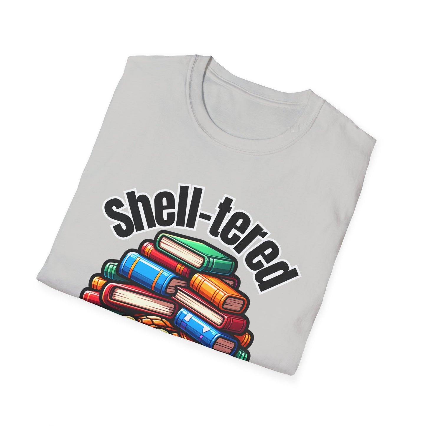 "Shell-tered in Books" Unisex Softstyle T-Shirt