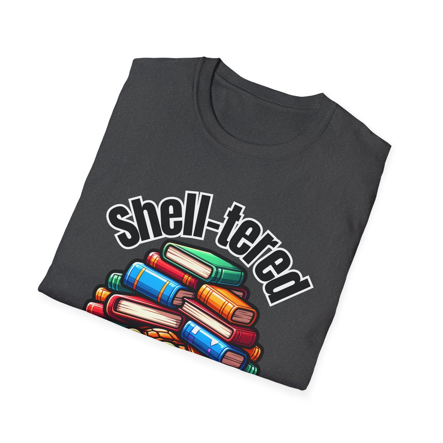 "Shell-tered in Books" Unisex Softstyle T-Shirt