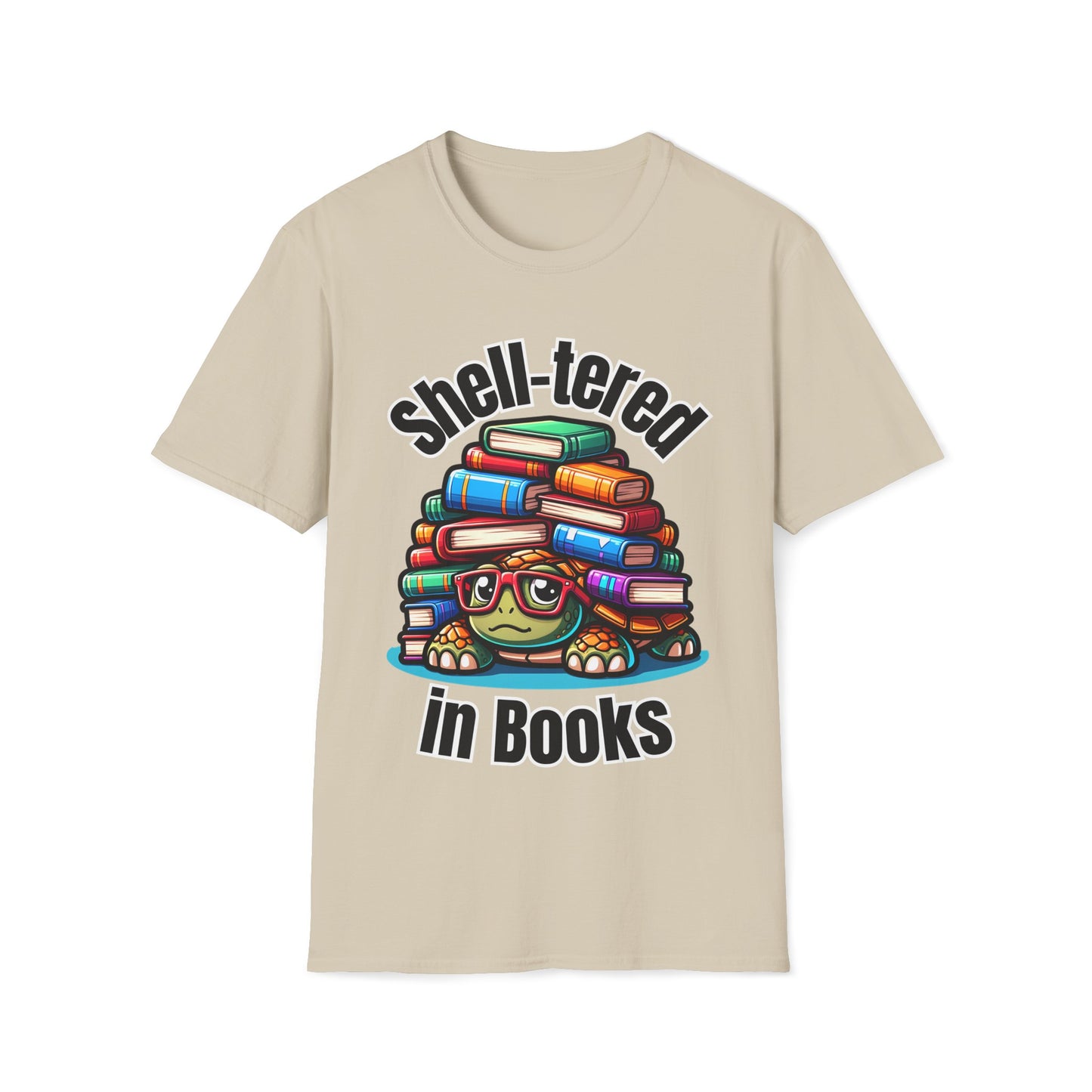 "Shell-tered in Books" Unisex Softstyle T-Shirt