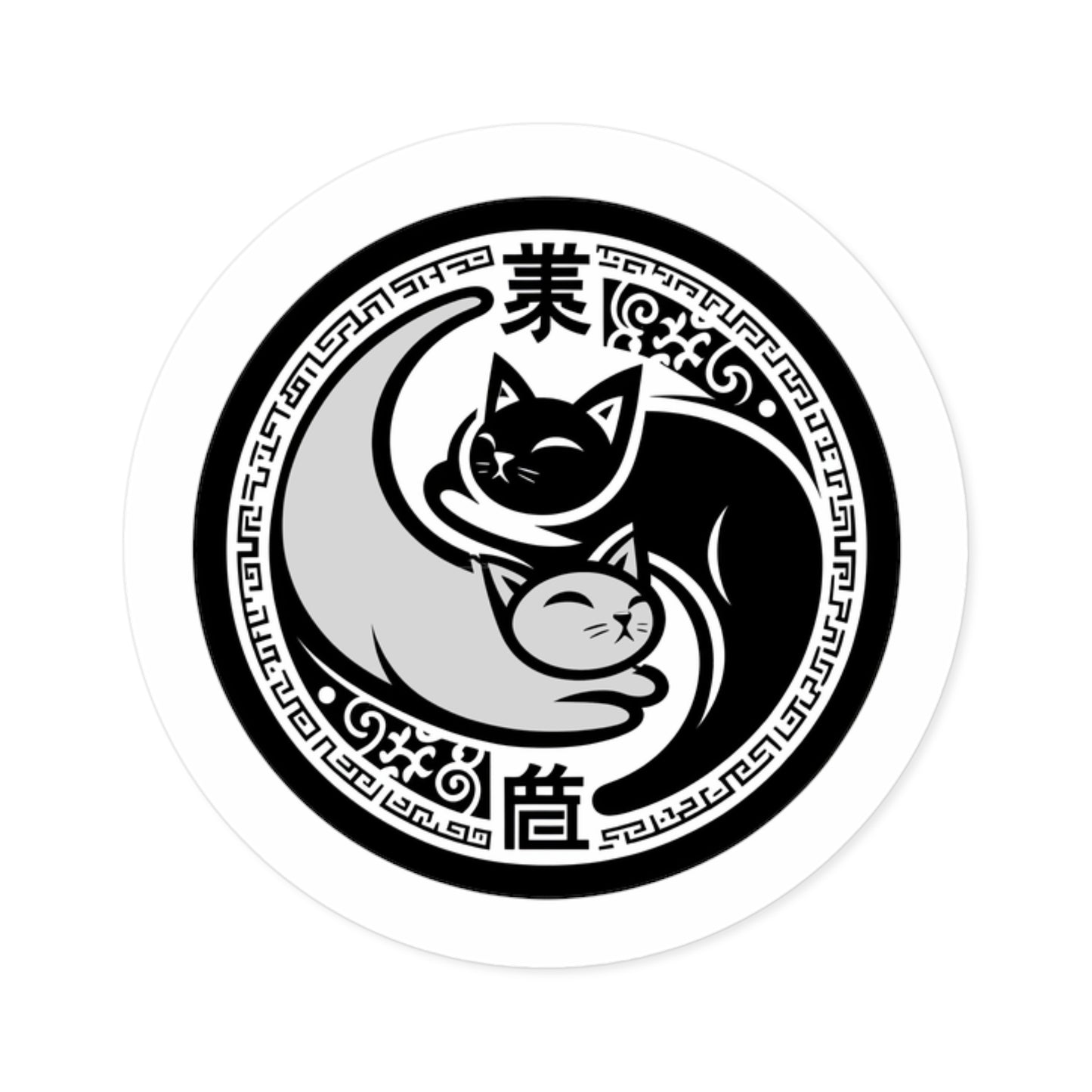 Cat Jinn-Jang Round Stickers, Indoor\Outdoor