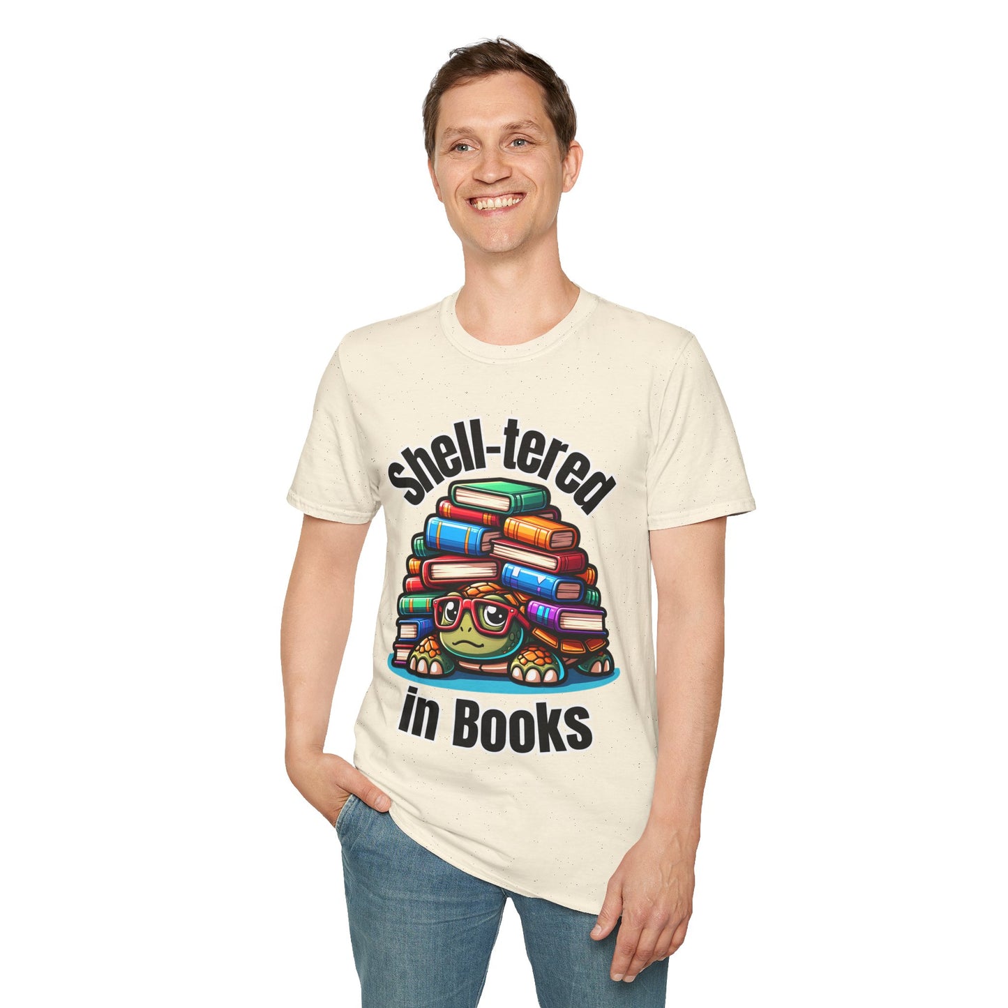 "Shell-tered in Books" Unisex Softstyle T-Shirt