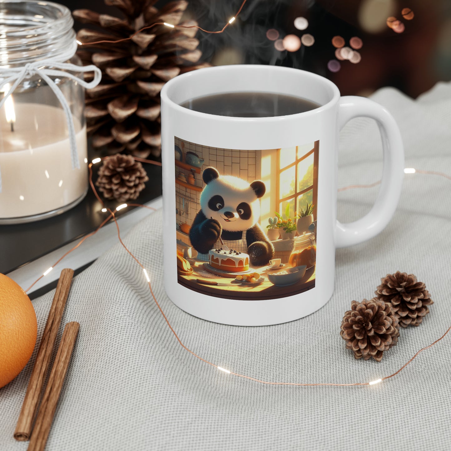 Panda eating cake - Ceramic Mug 11oz