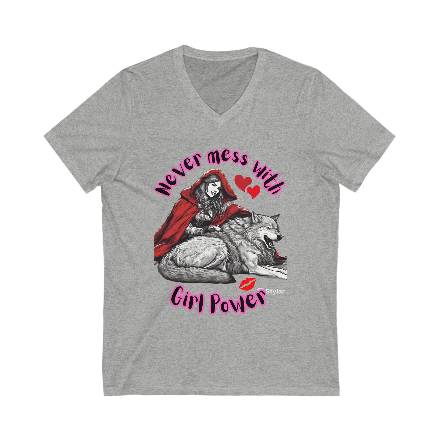 "Never Mess with Girl Power" Unisex Jersey Short Sleeve V-Neck Tee