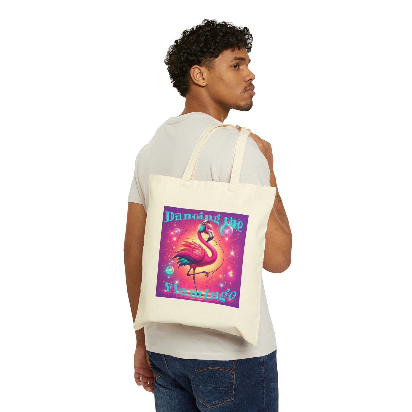 Cotton Canvas Tote Bag - Dancing the Flamingo