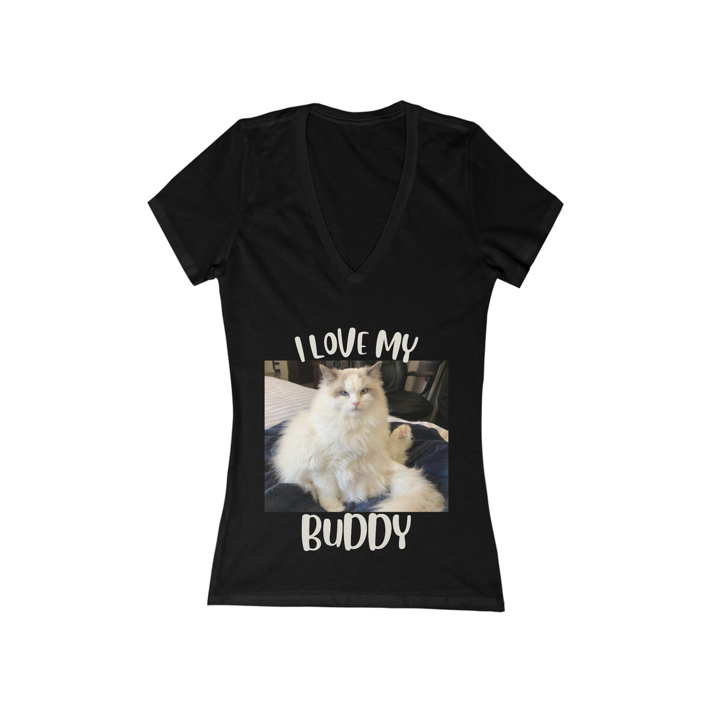 I Love My Buddy - women's Jersey Short Sleeve Deep V-Neck Tee