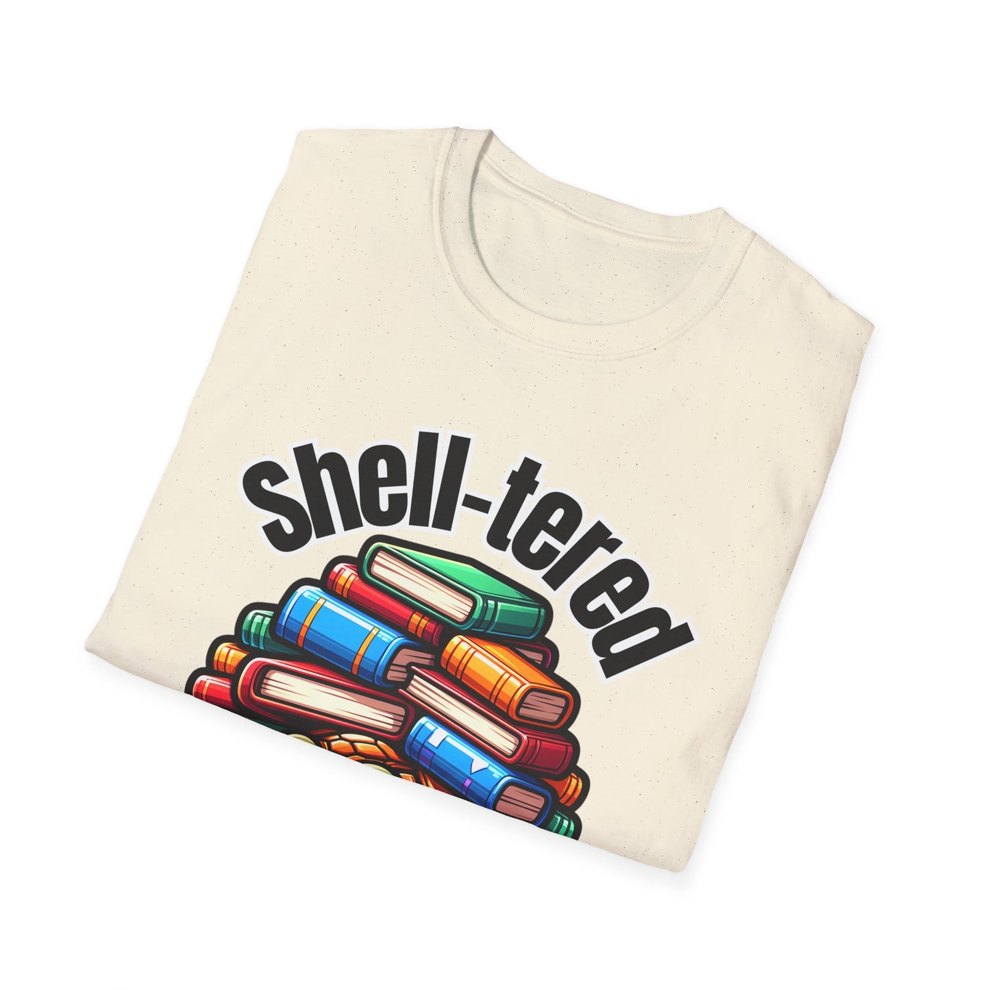 "Shell-tered in Books" Unisex Softstyle T-Shirt