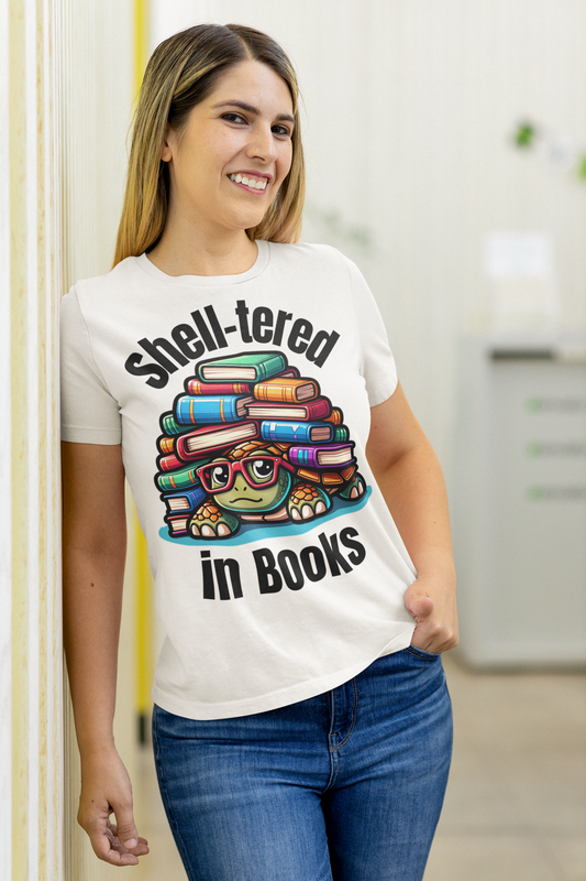 "Shell-tered in Books" Unisex Softstyle T-Shirt