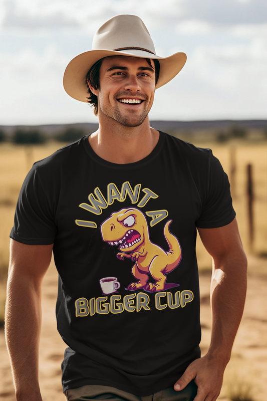 Dino wants a bigger cup Unisex Softstyle T-Shirt