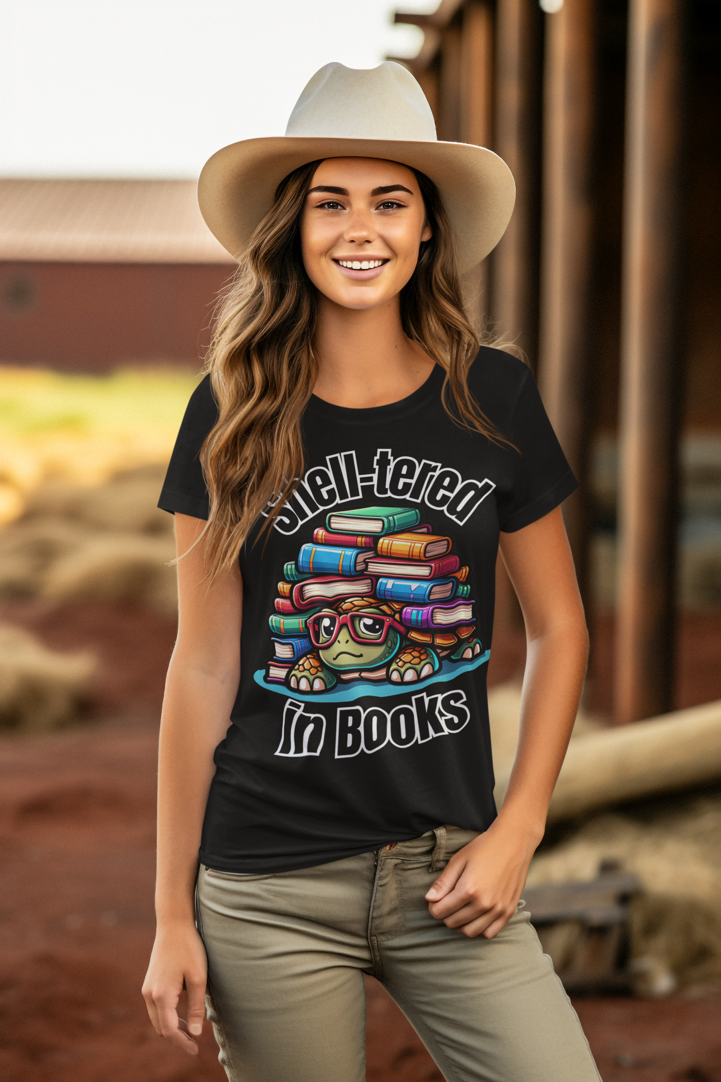 "Shell-tered in Books" Unisex Softstyle T-Shirt